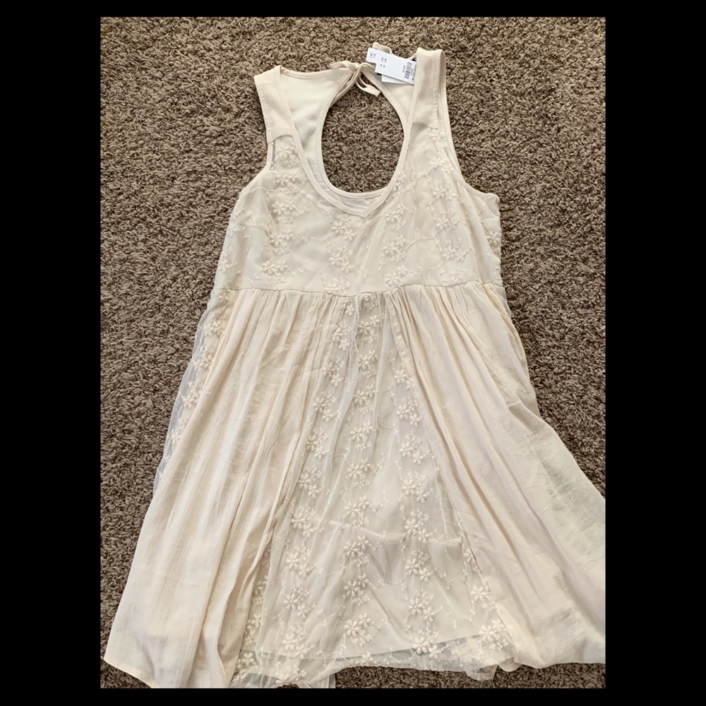creme laced dress